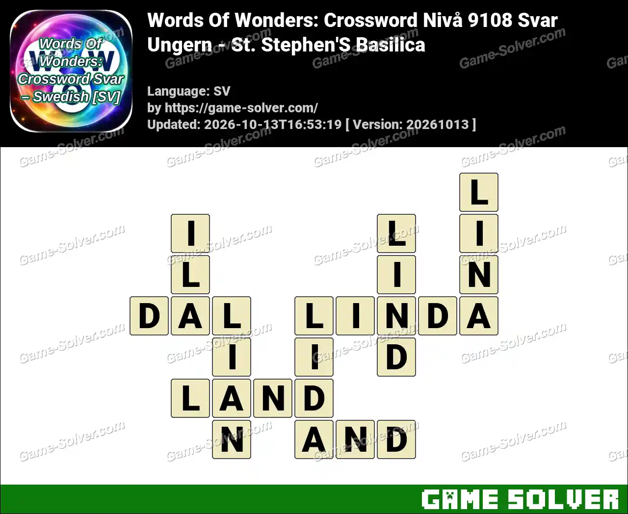 Words Of Wonders: Crossword Nivå 9108 Svar – Ungern – St. Stephen’S Basilica